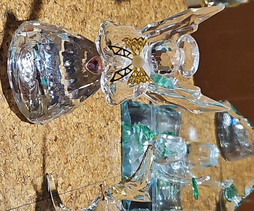 Crystal Angel Figurines and Small Basket Lot