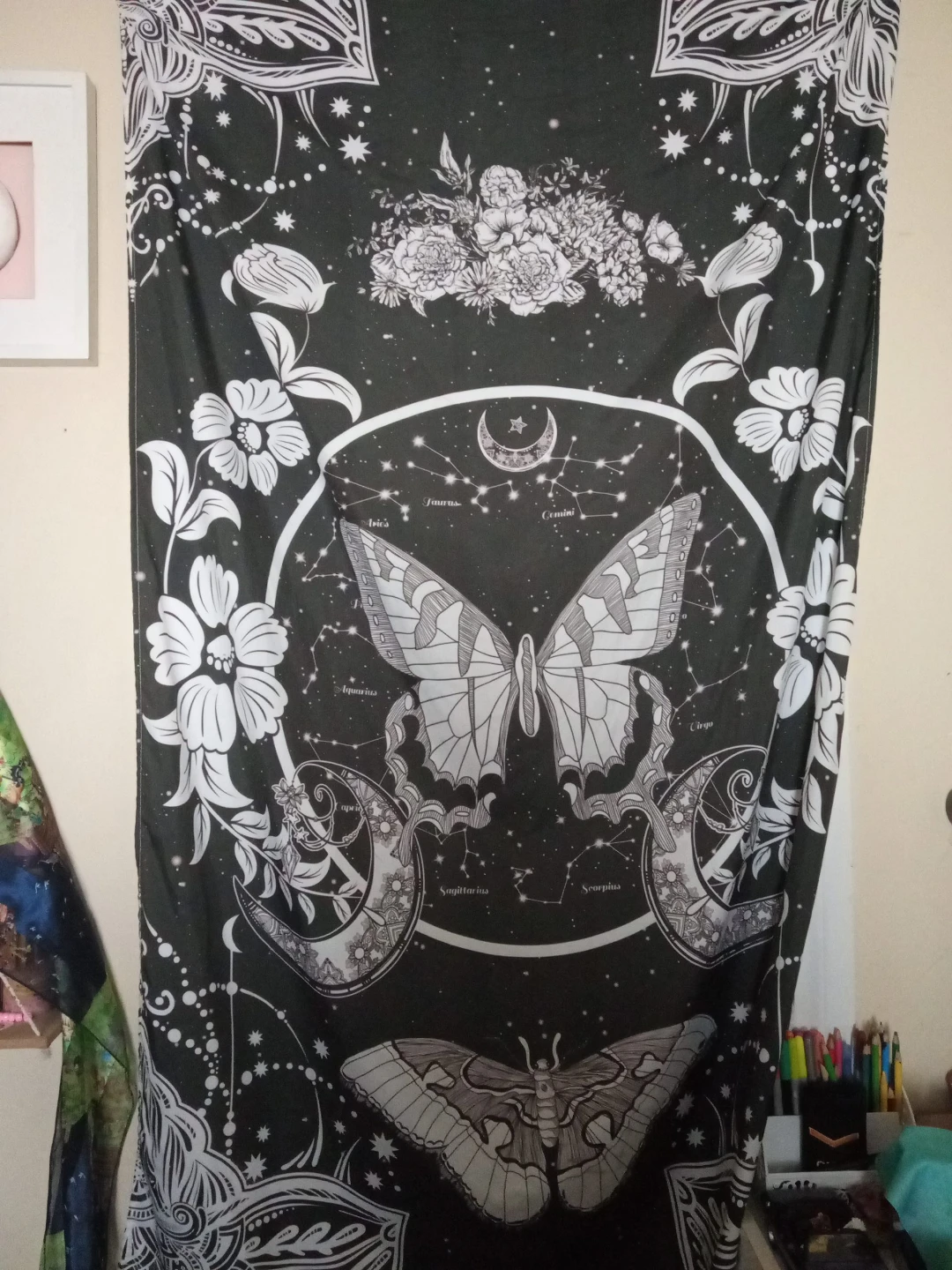 Black Constellation Butterfly Tapestry
