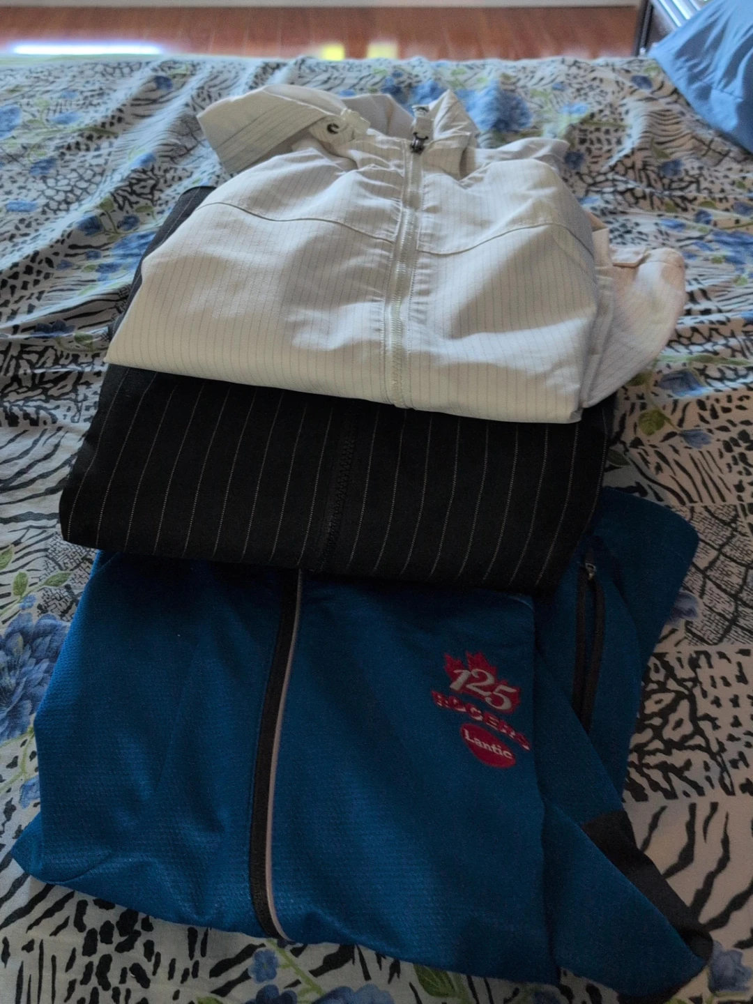 White Pinstripe Zip-Up Jacket 3 for $30
