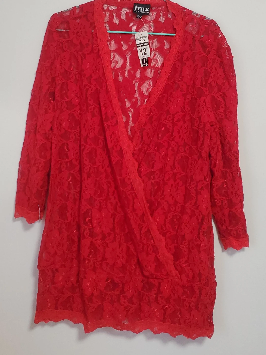 FMX Red Lace Wrap Top