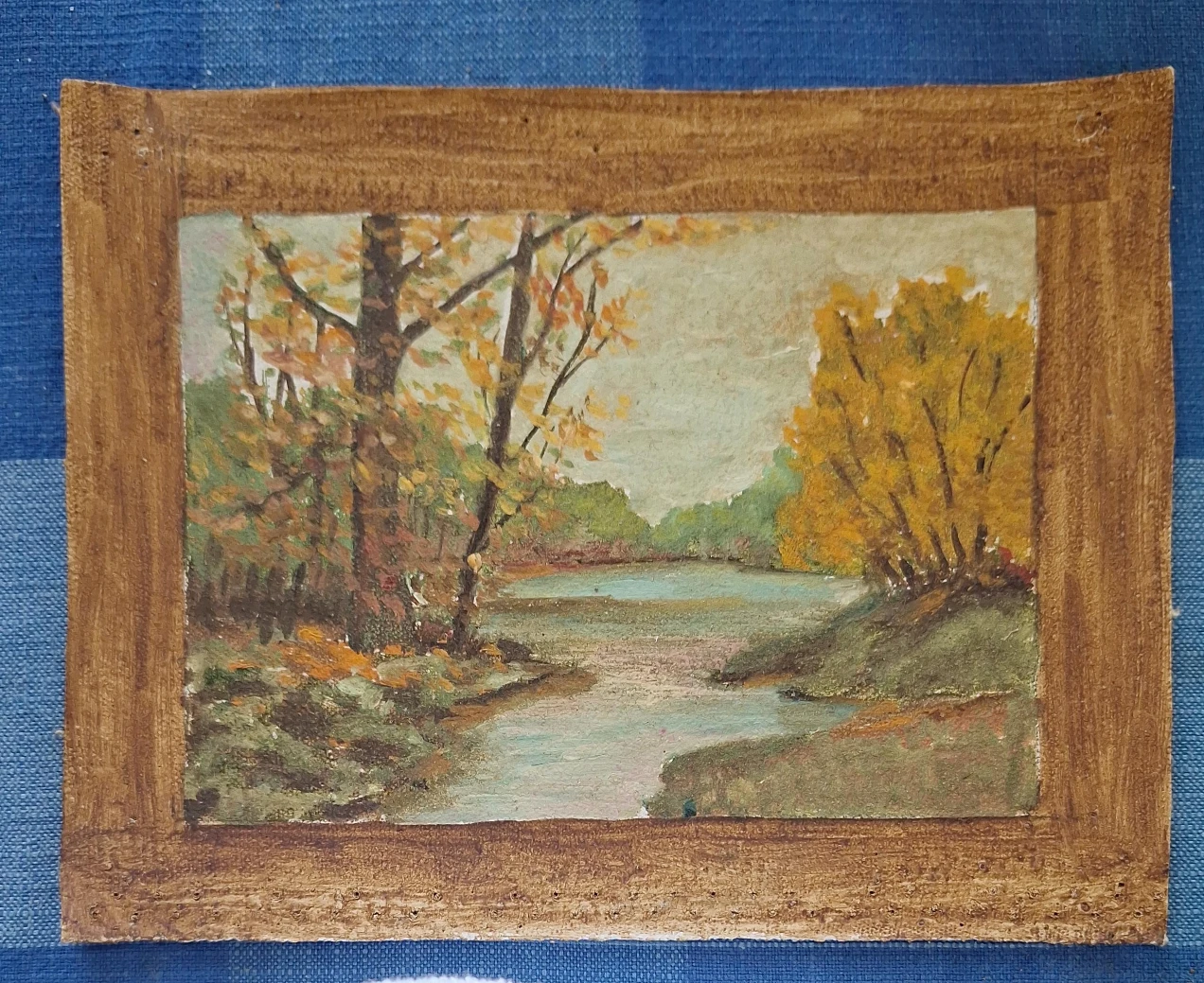 Framed Autumn Landscape Painting