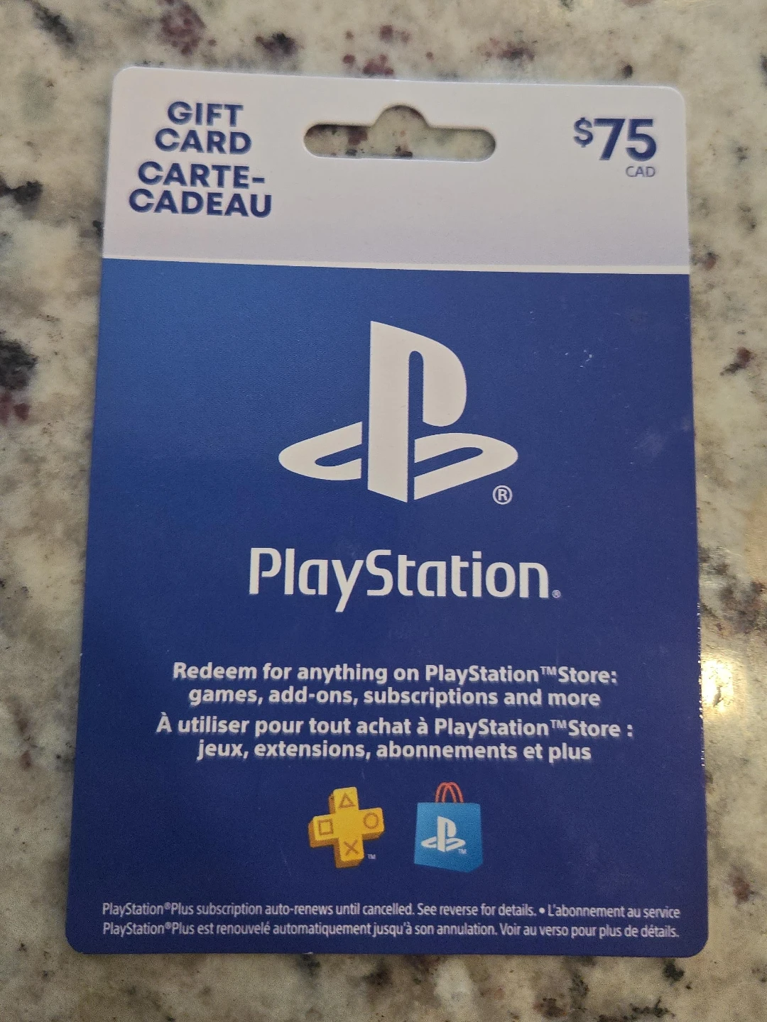 $75 CAD PlayStation Gift Card