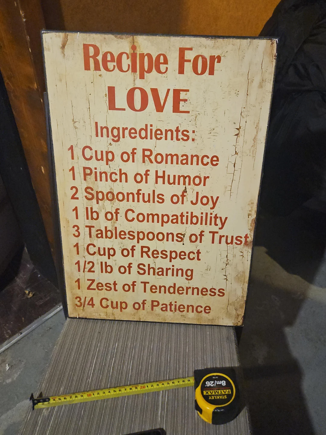 Recipe for Love Wooden Sign