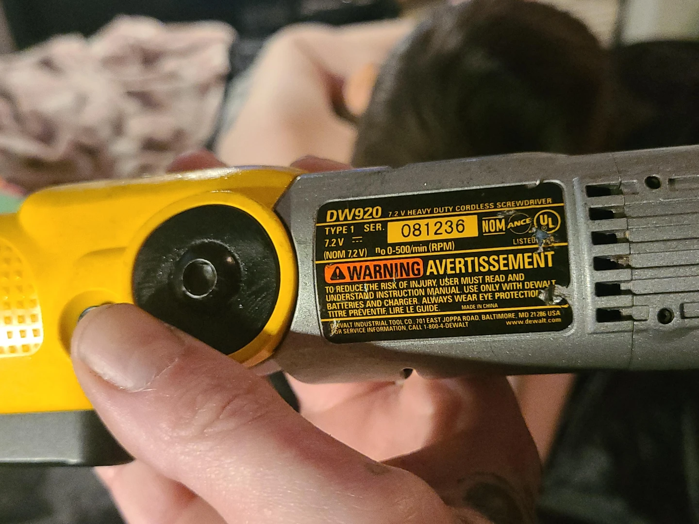 DeWalt DW920 7.2V Heavy Duty Cordless Screwdriver