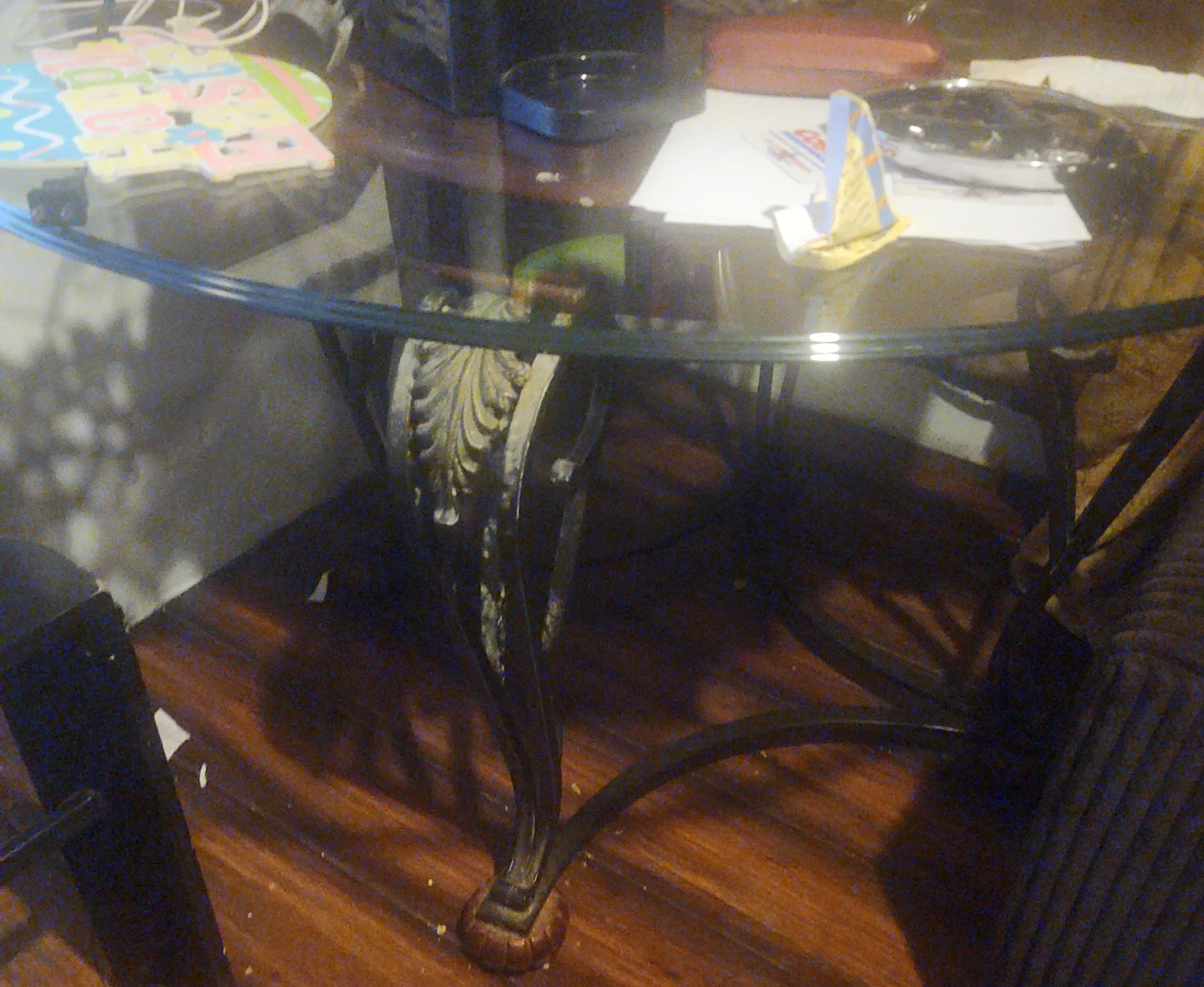 Glass Top Dining Table with Ornate Legs