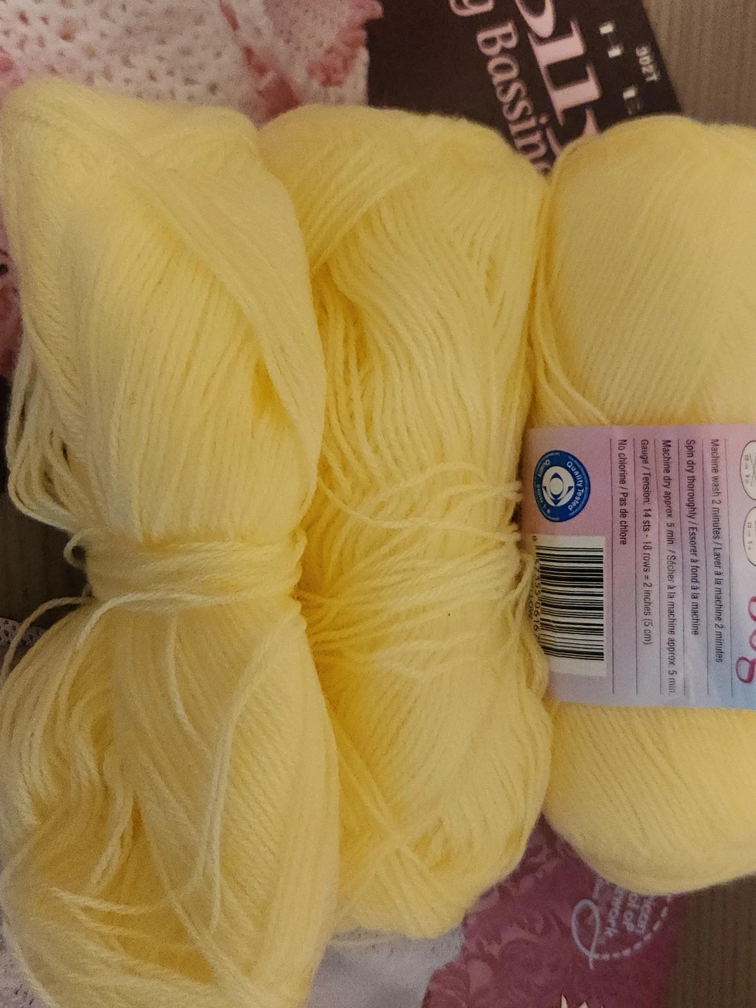 Yellow Acrylic Yarn (3 x 50g Skeins)