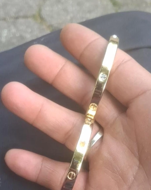 Gold Tone Bangle with CZ Stones