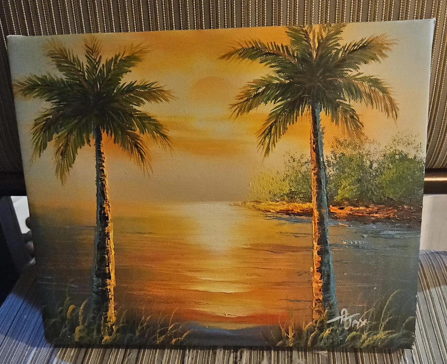 Canvas Painting of Palm Trees at Sunset