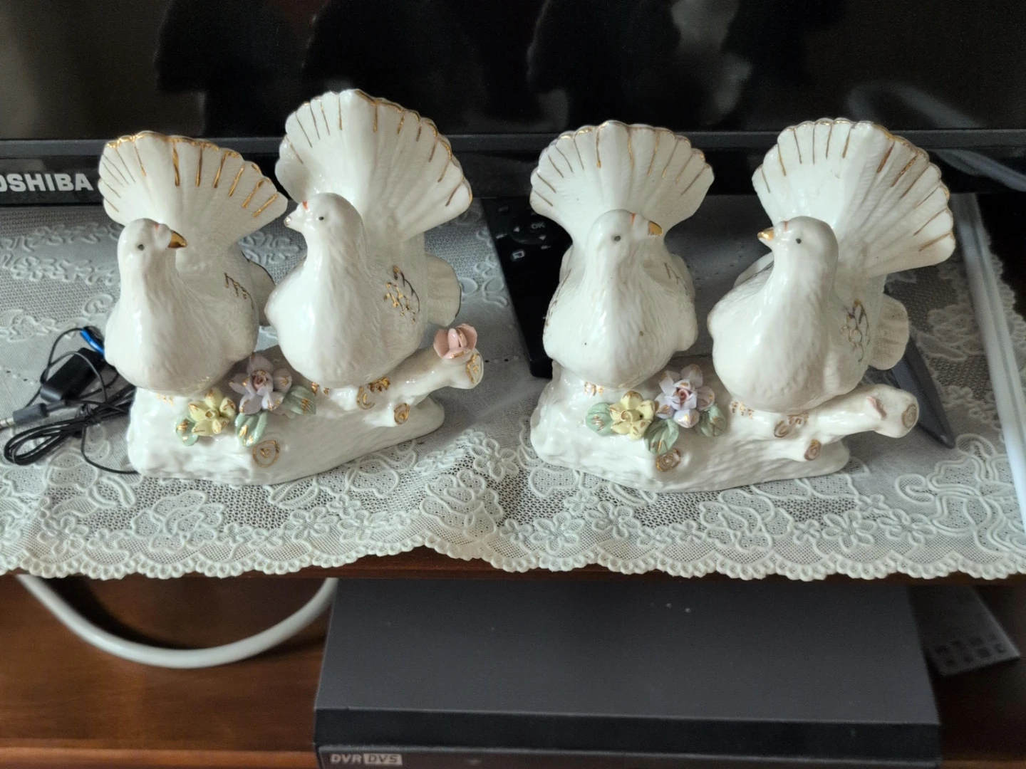 Pair of Ceramic Love Birds Figurines