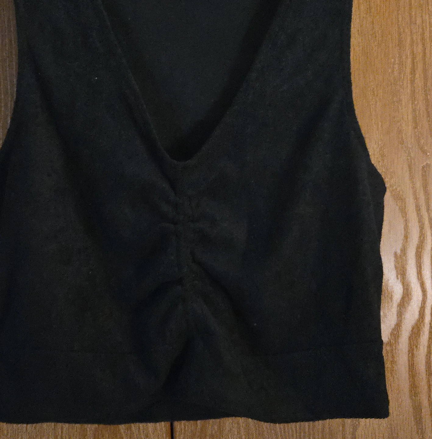 Black V-Neck Ruched Tank Top