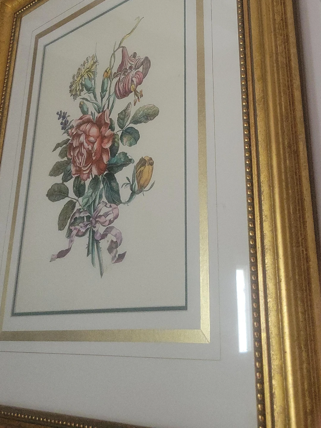 Framed Floral Print with Gold Frame