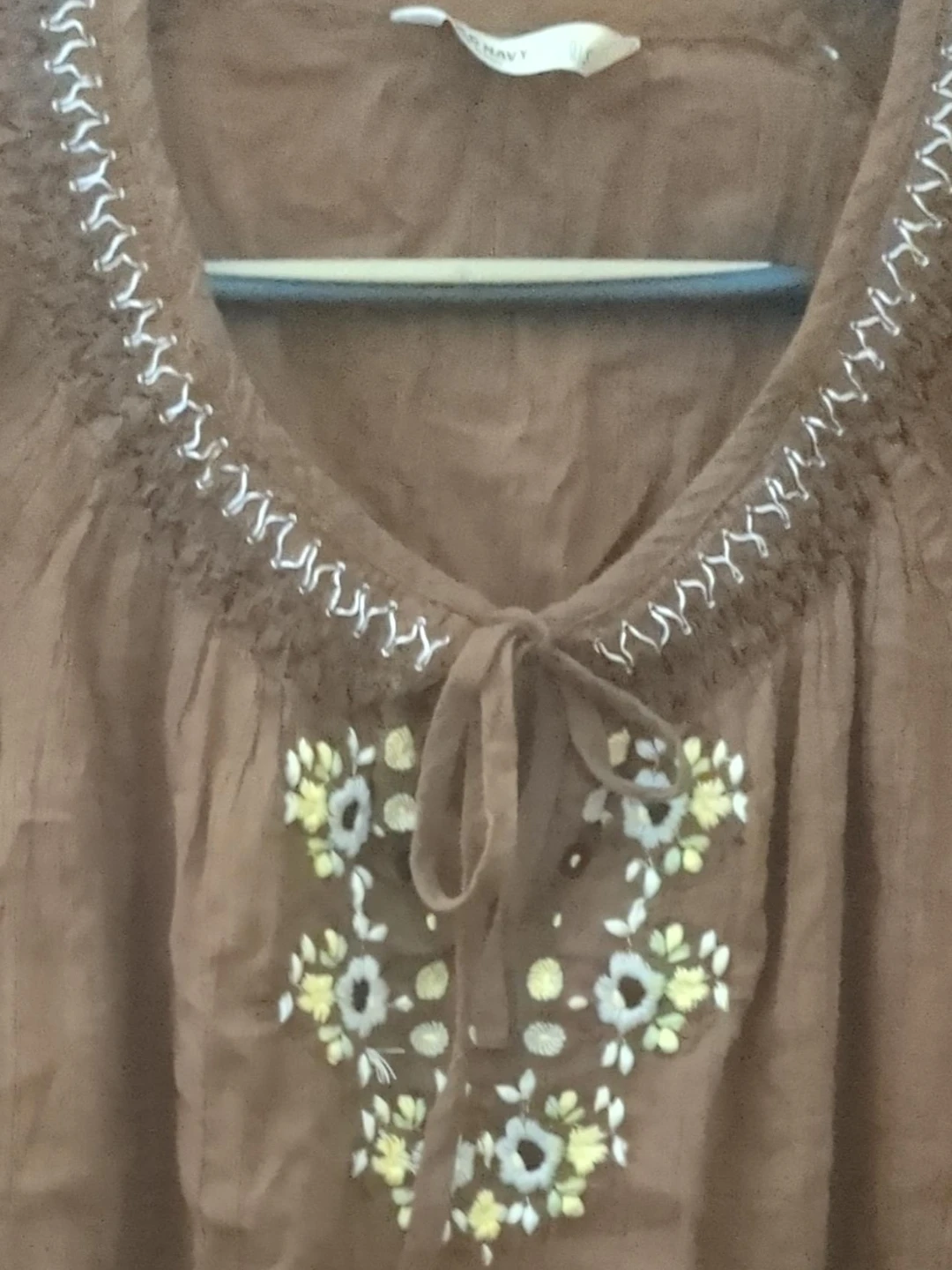 Old Navy Brown Embroidered Tunic Top