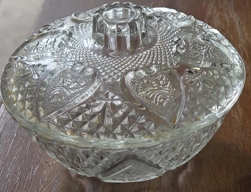 Glass candy dish with lid
