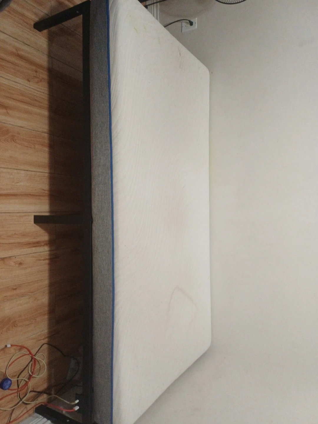 Mattress with Grey and Blue Trim