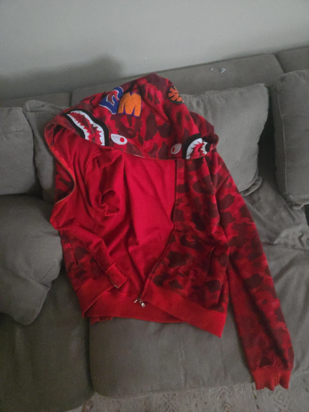 A Bathing Ape Red Camo Shark Hoodie XXXL - photo 4