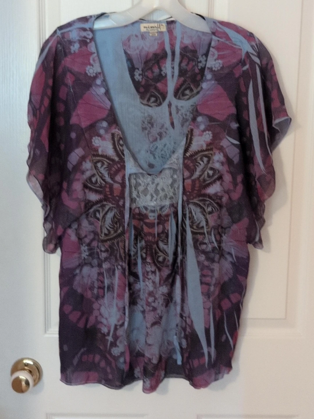 Pink & Purple Butterfly Print Blouse