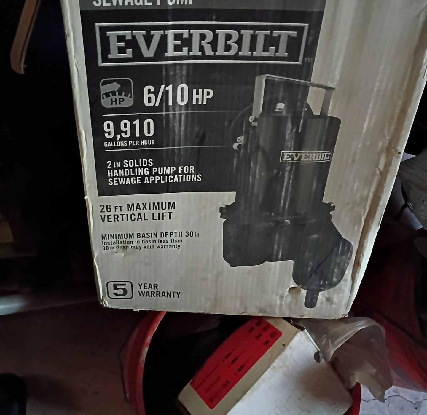 Everbilt 6/10 HP Sewage Pump