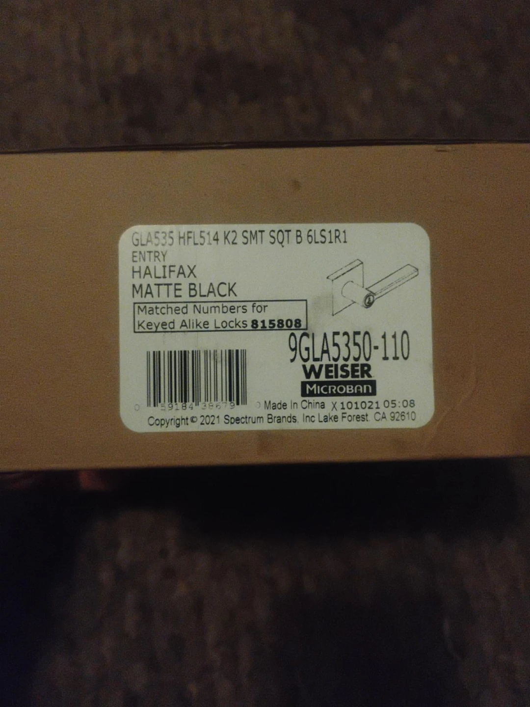 Weiser Halifax Entry Lock - Matte Black