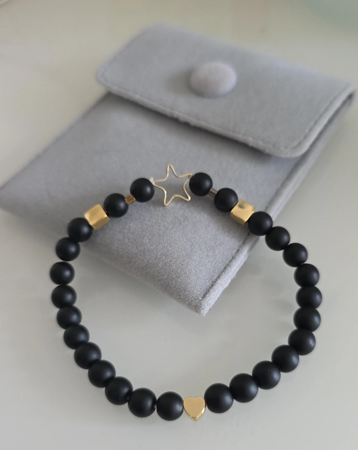 Beaded Handmade Bracelet with Star and Heart Charms