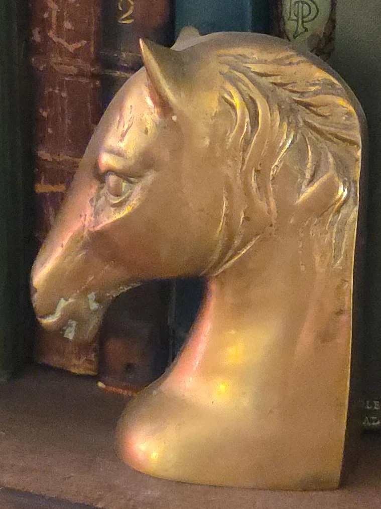 Vintage Brass Horse Head Bookend