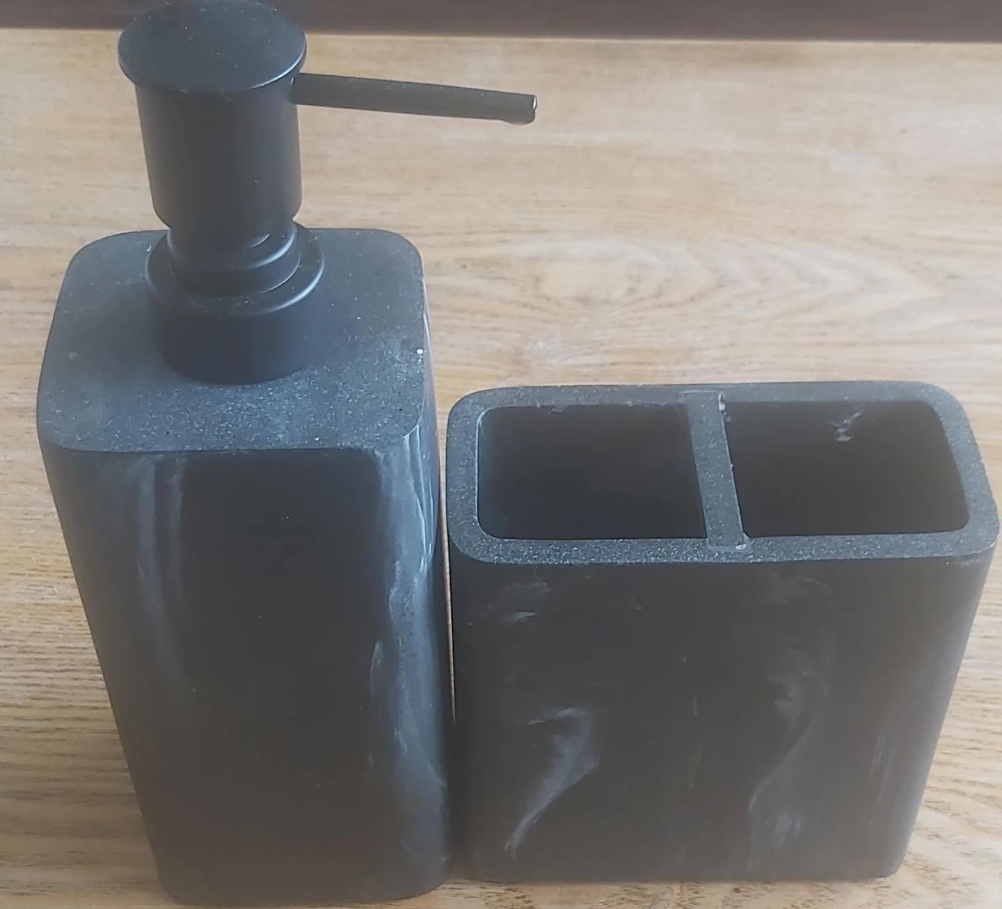Black Soap Dispenser and Toothbrush Holder Set