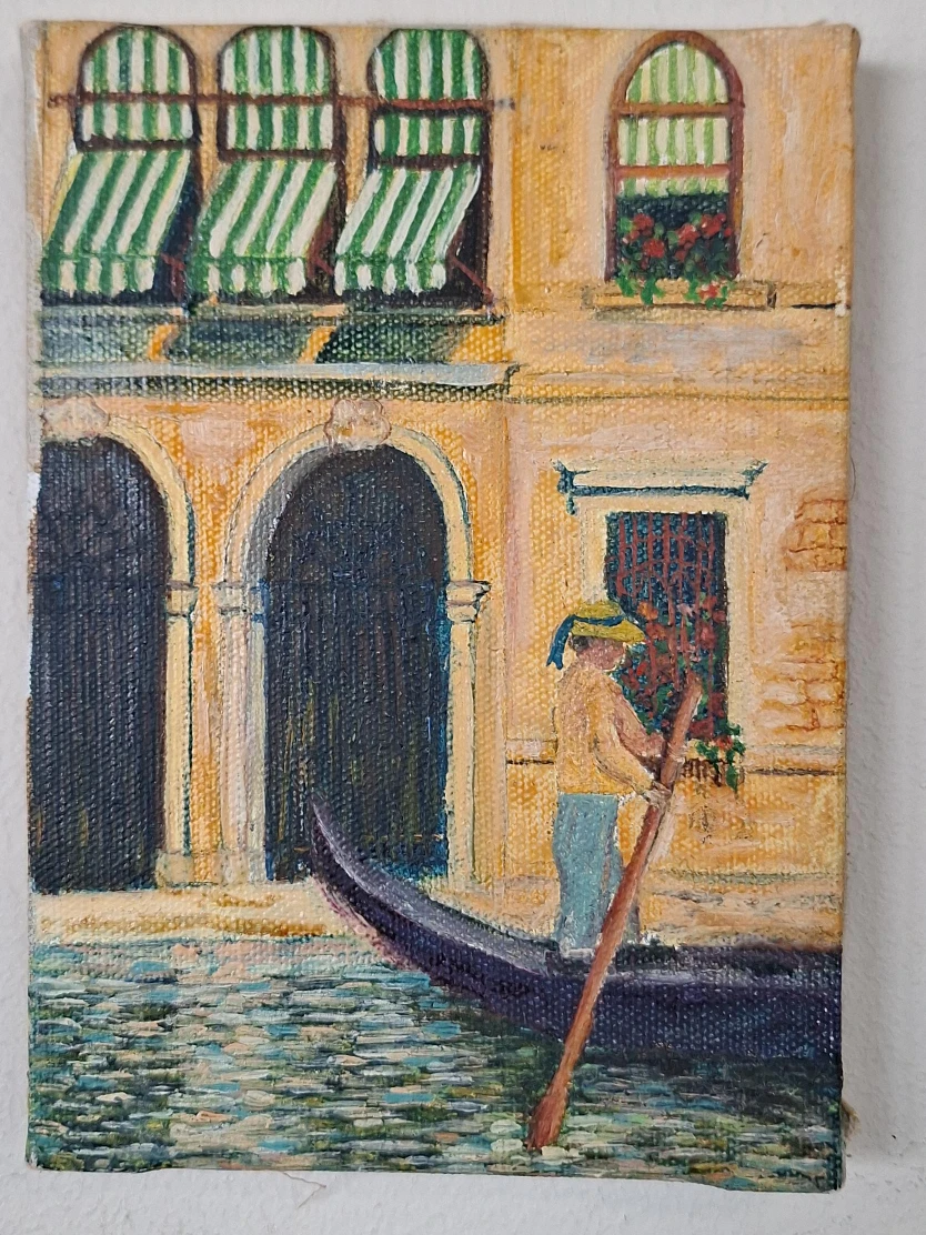 Oil Painting Venice Gondola Scene