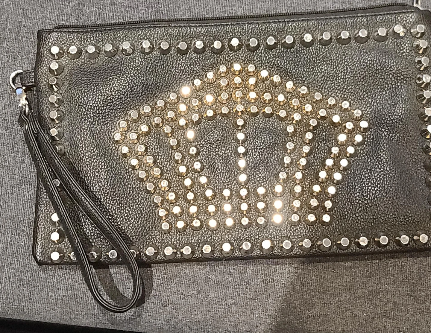 Black Studded Crown Clutch Purse
