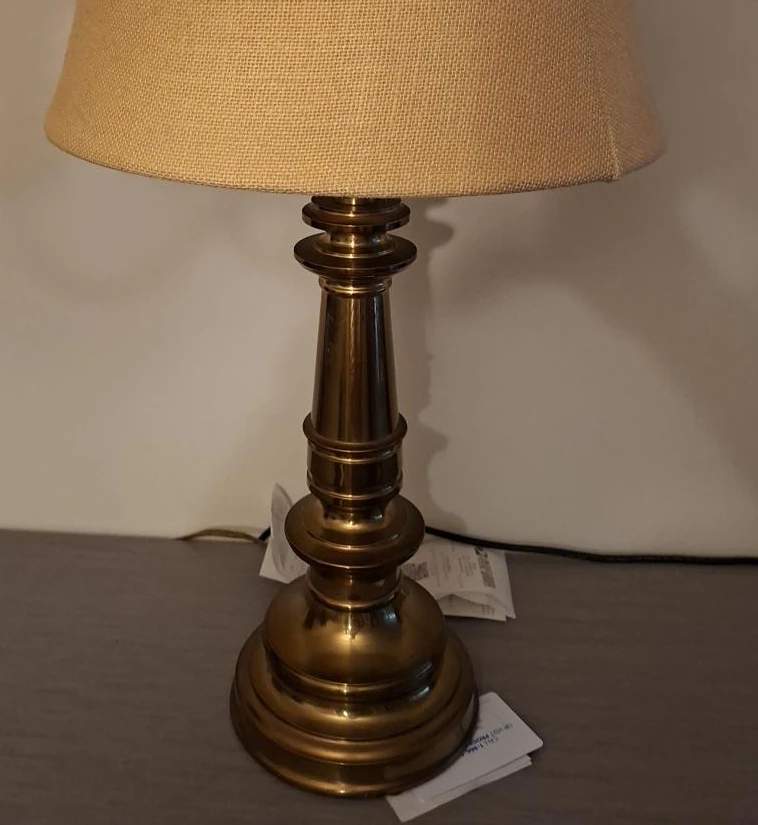 Brass Table Lamp with Tan Shade