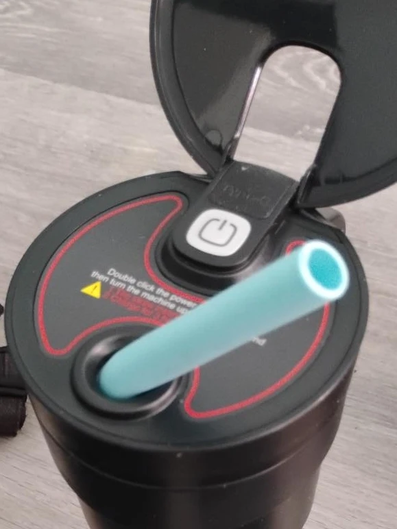 Black Tumbler with Light Blue Straw