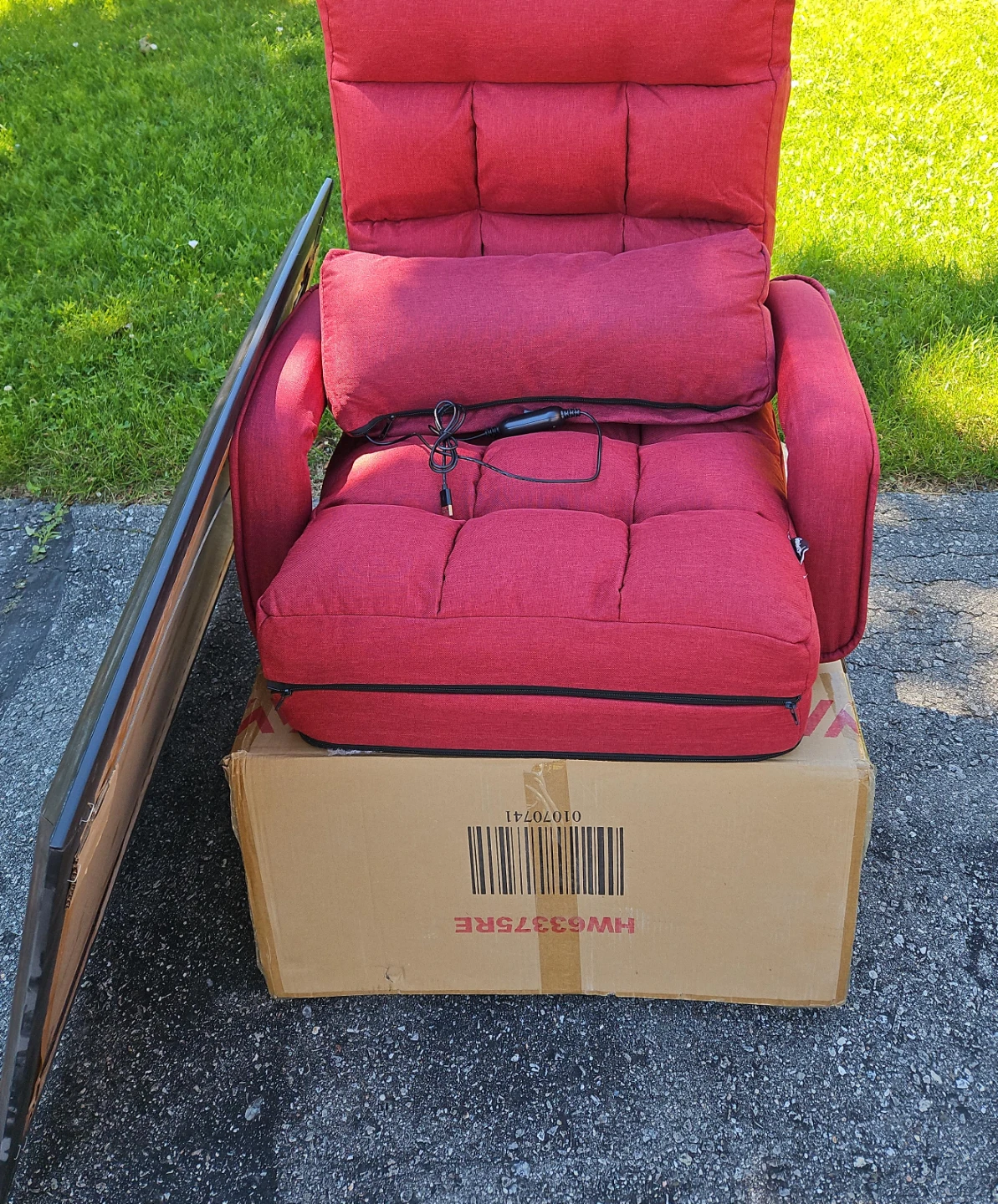 Red Floor Chair with Lumbar Support
