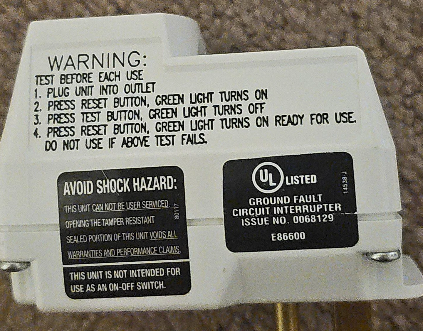 Southwire Ground Fault Circuit Interrupter Outlet