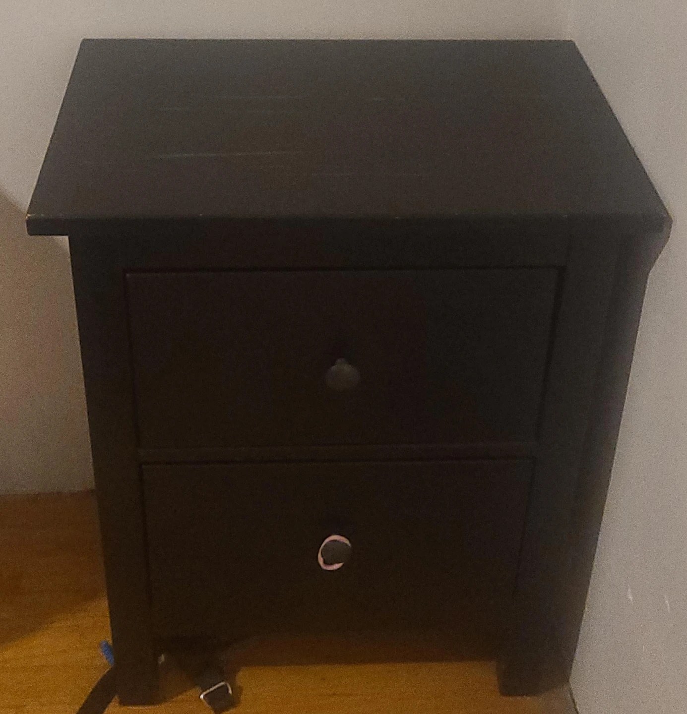 Black 2-Drawer Nightstand