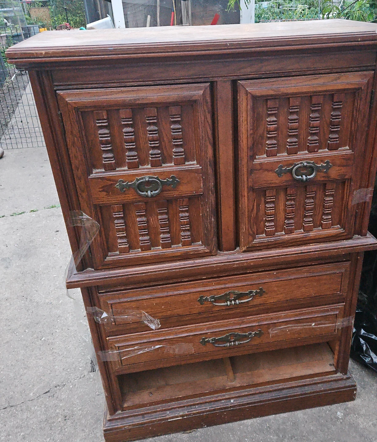 Free Vintage Wooden Dresser Armoire with Doors and Drawers