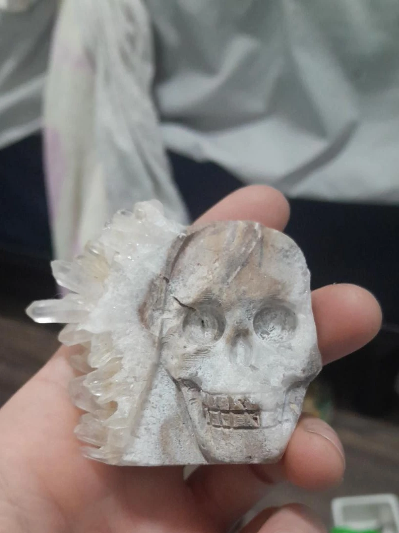 Quartz Crystal Skull Carving