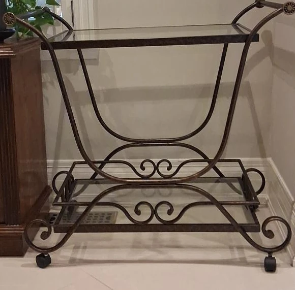 Bar Cart with Glass Shelves