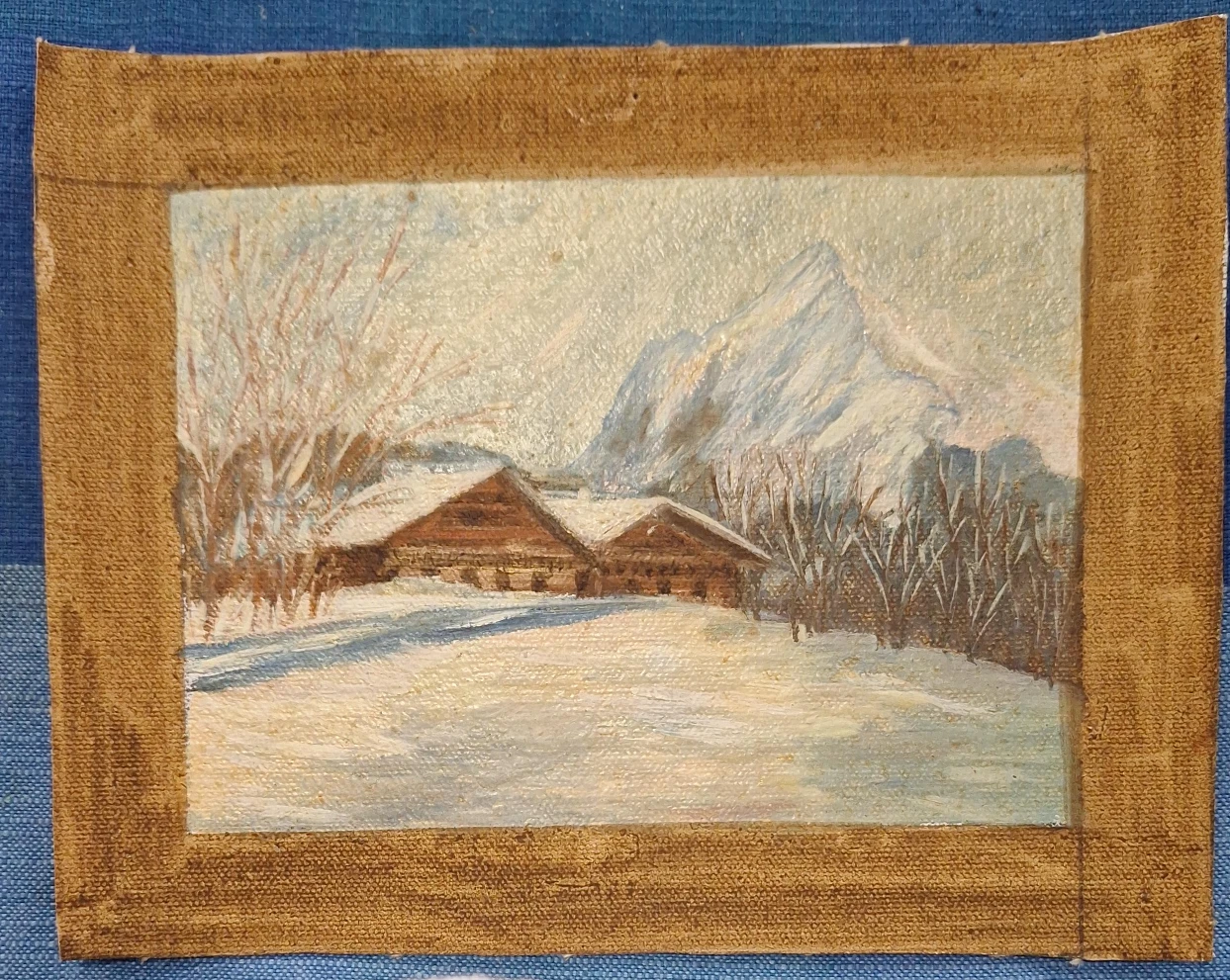 Vintage Winter Landscape Oil Painting