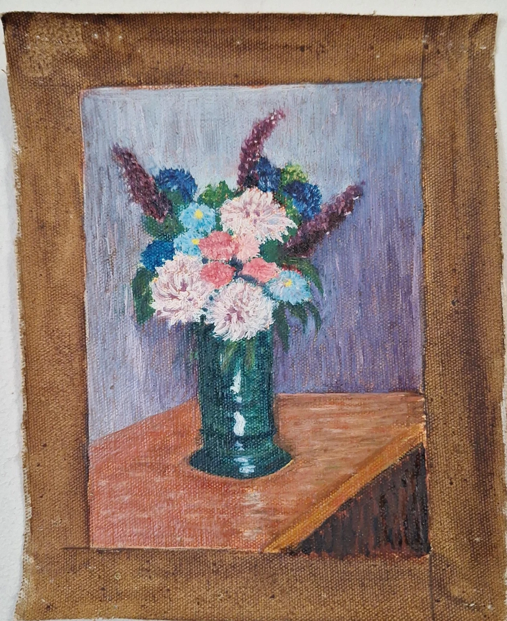 Oil Painting of Flowers in a Vase