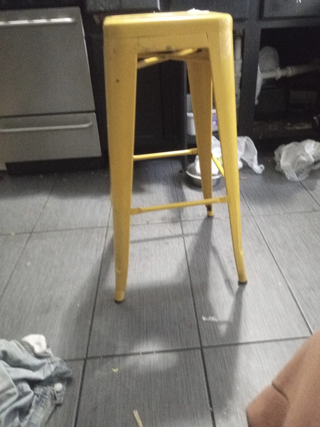 Yellow Metal Stool