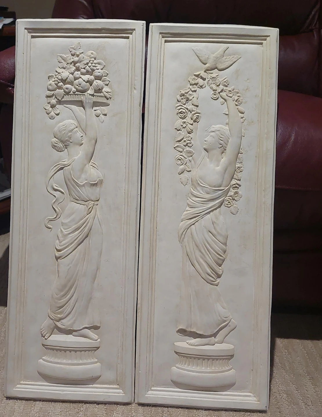 Pair of Grecian  Vintage Wall Art Relief Panels