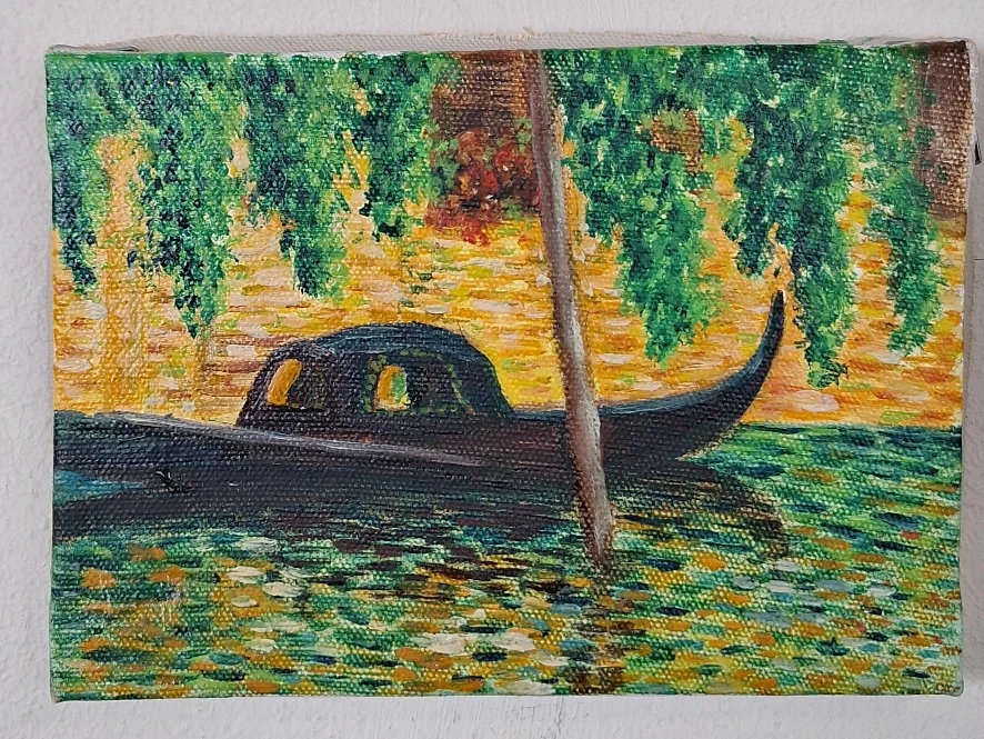 Original Oil Painting of Venice Canal Scene