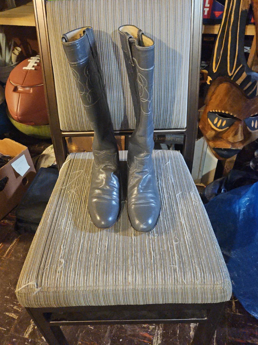 Justin Grey Leather Cowboy Boots