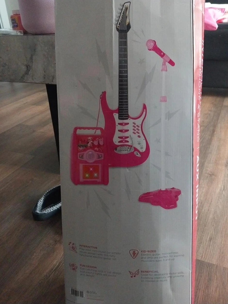 Kids Electric Guitar, Microphone, and Amp Set
