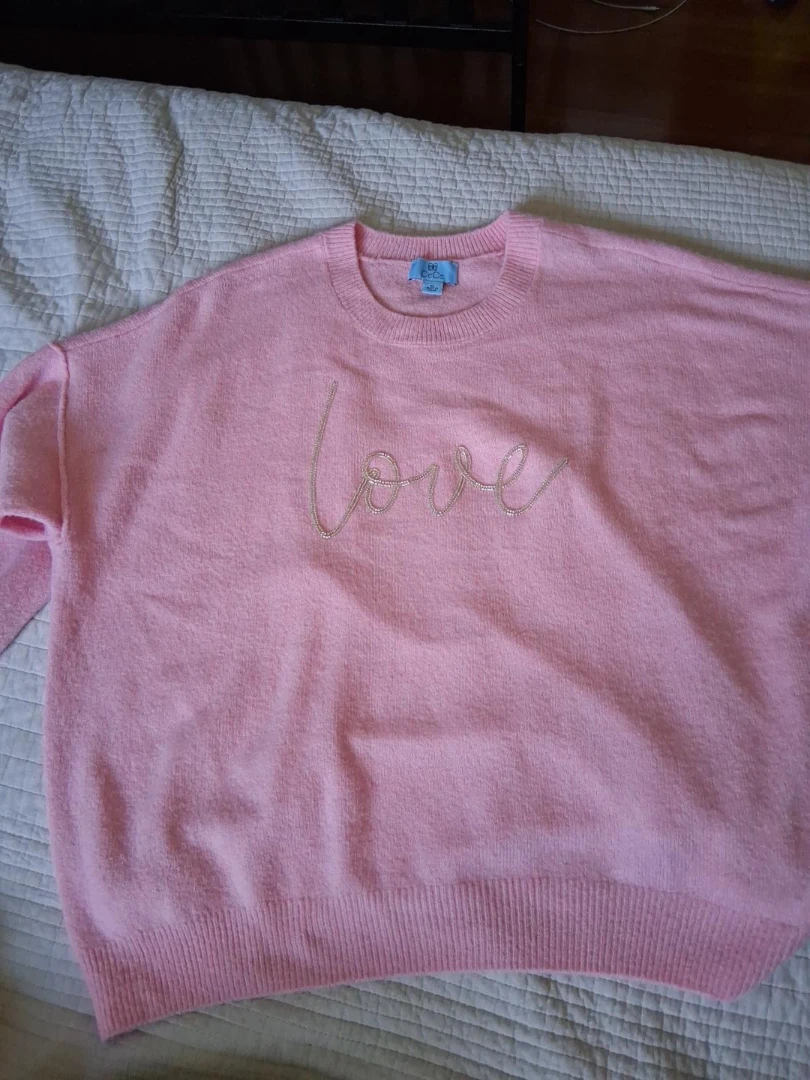 CeCe Pink 'Love' Sweater