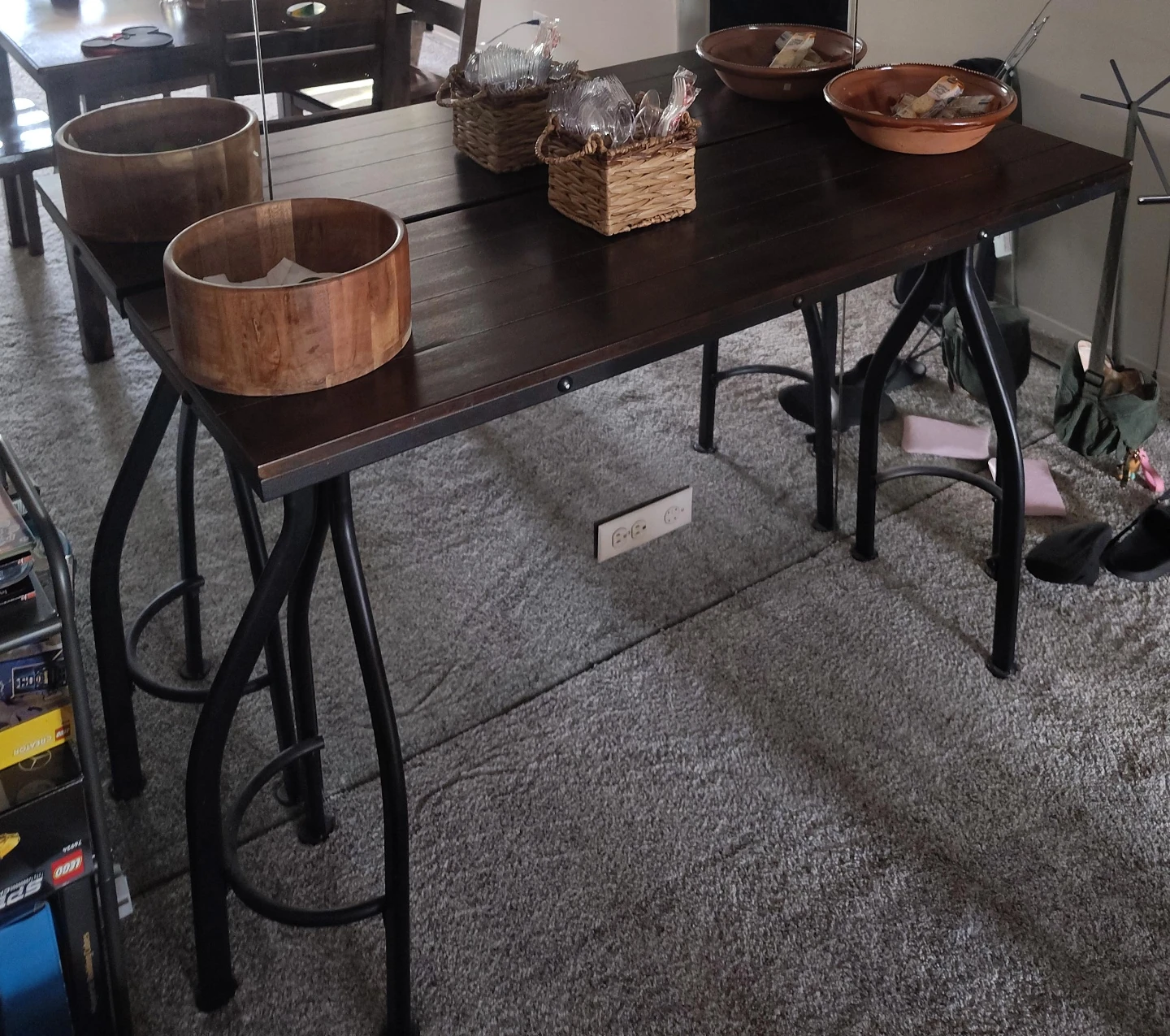 Rustic Wood Top Dining Table with Metal Legs