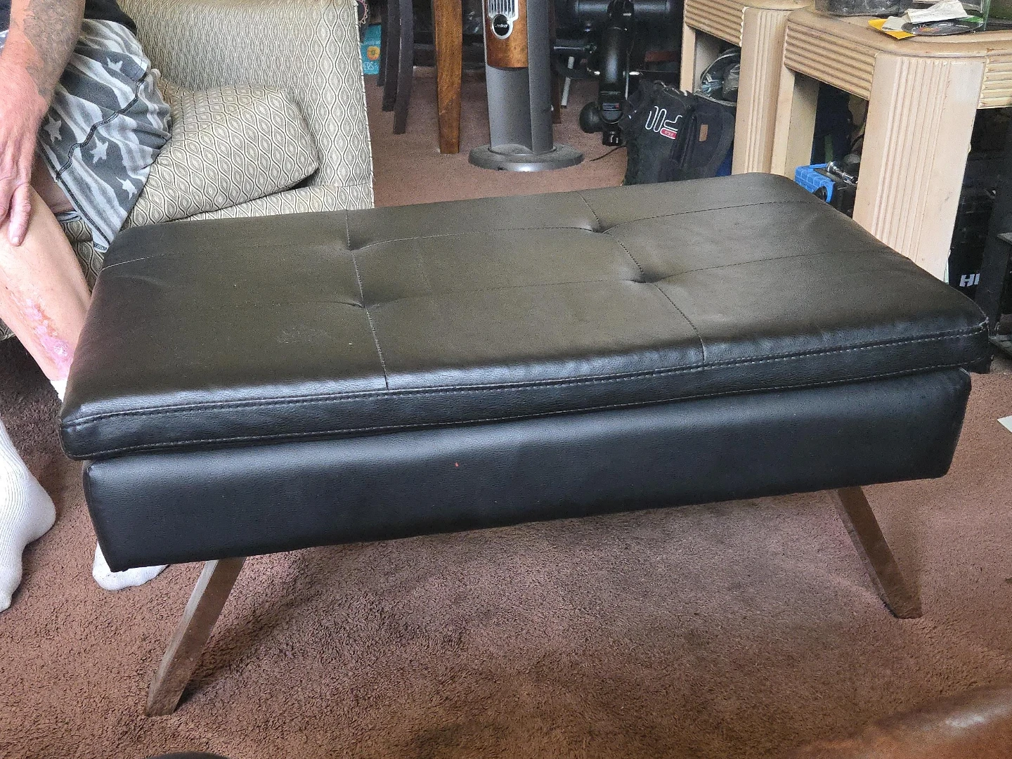 Black Tufted Ottoman
