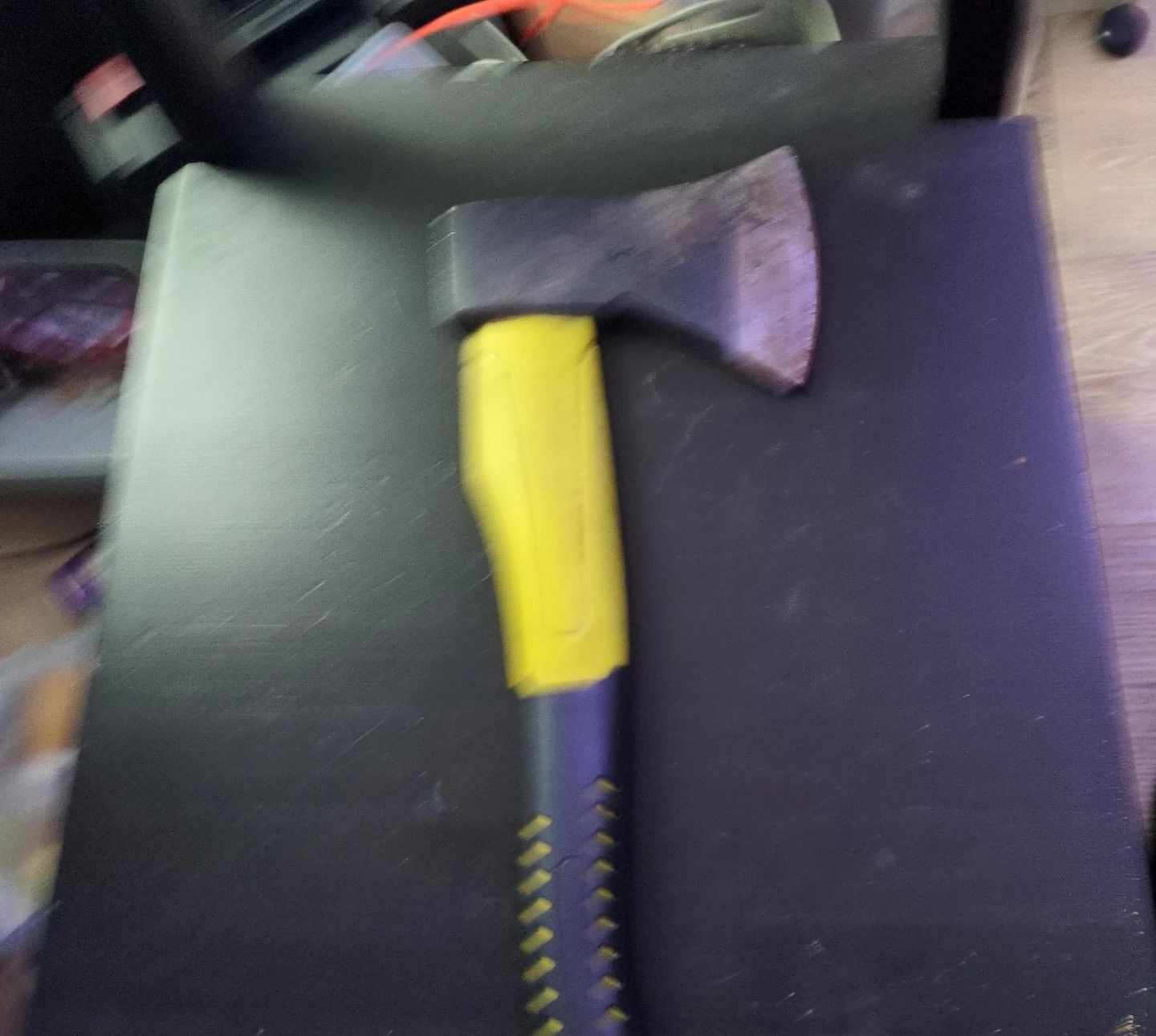 Hatchet Axe with Yellow and Blue Handle