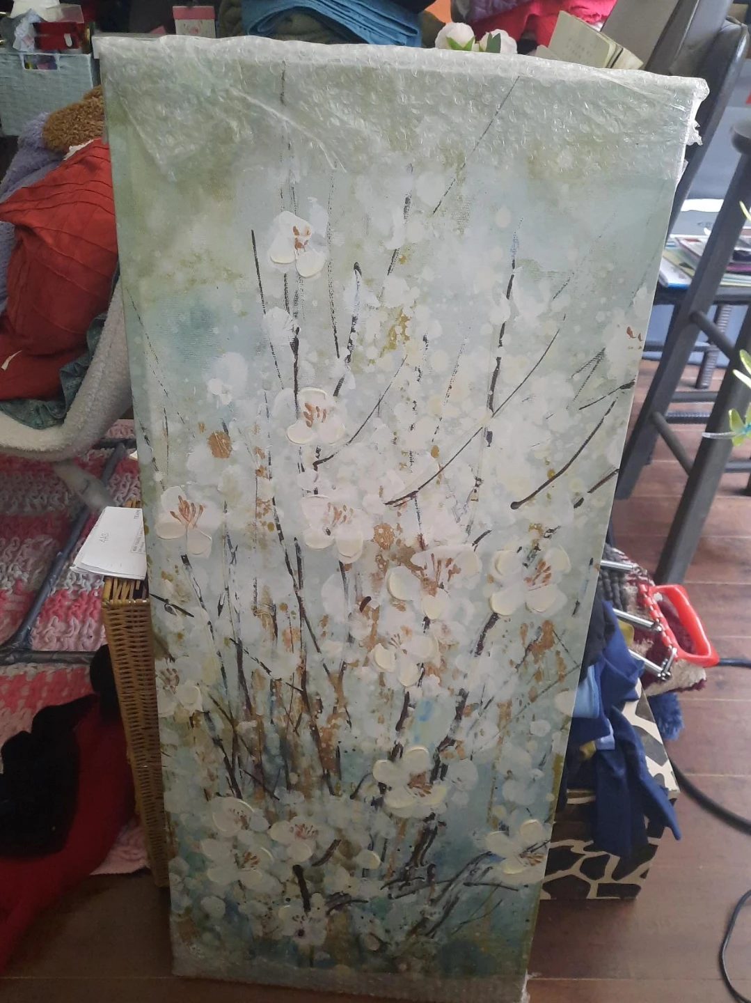 Canvas Wall Art - White Floral Design