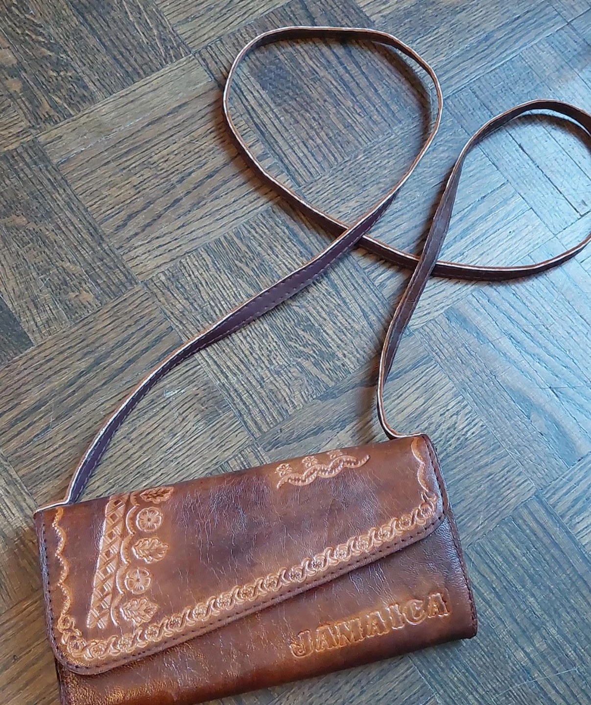 Brown Leather "Jamaica" Wallet/Clutch with Strap