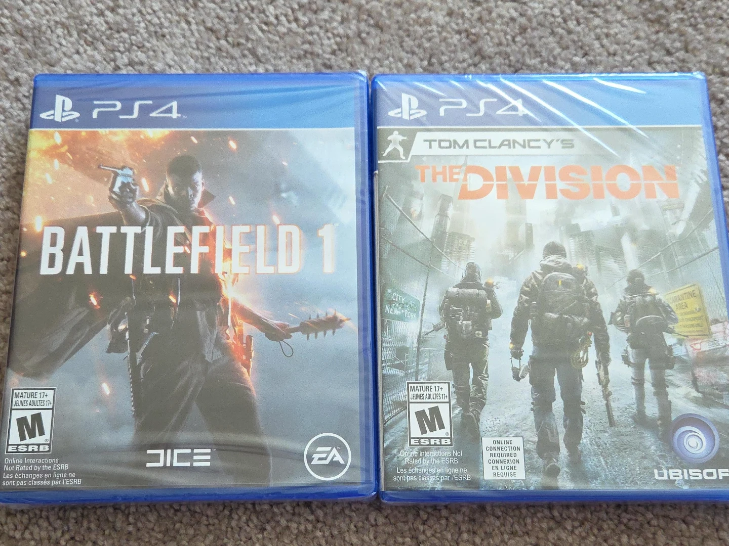 PS4 Battlefield 1 and Tom Clancy's The Division Games
