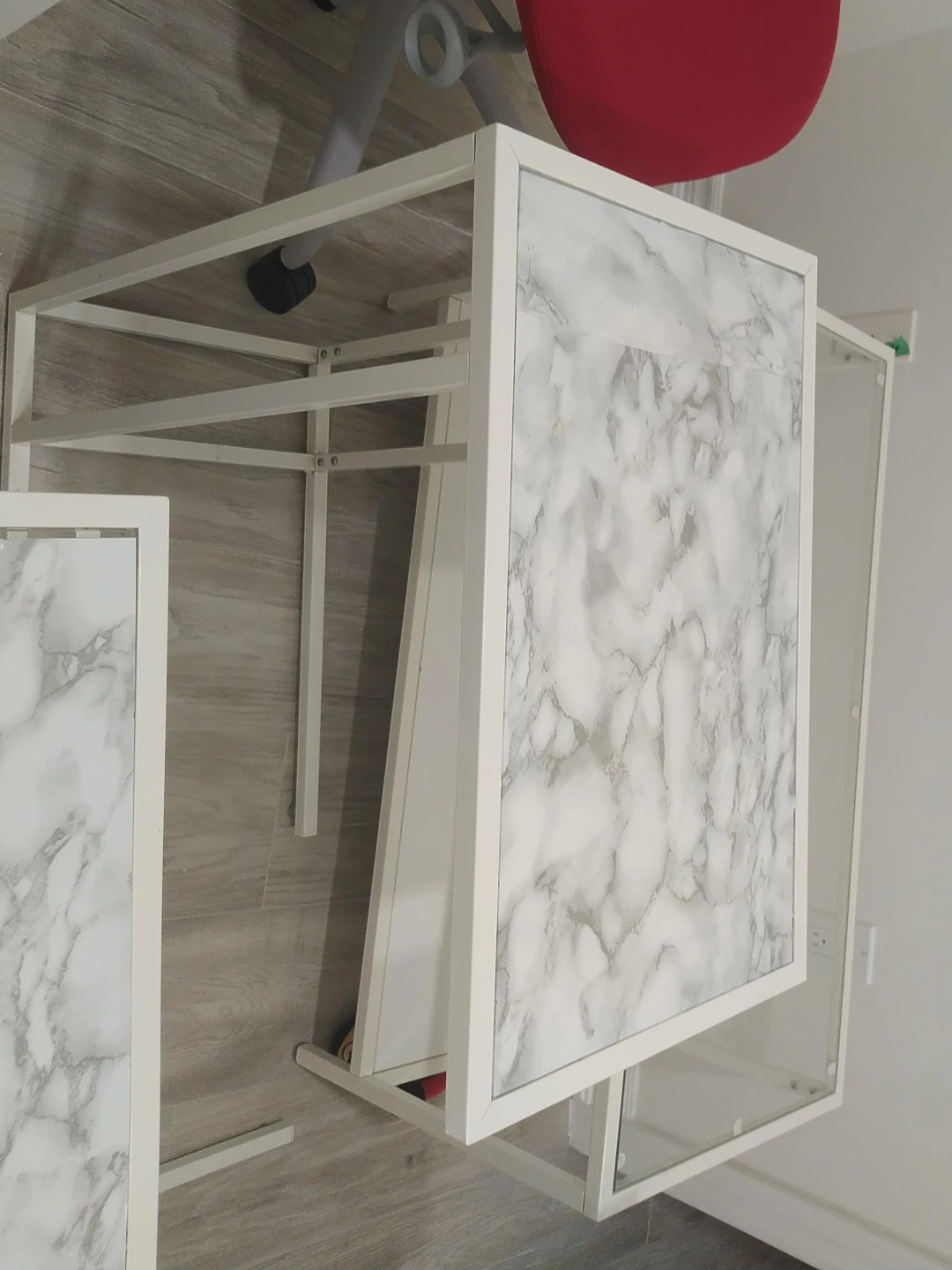 White Metal Frame Side Table with Marble Top